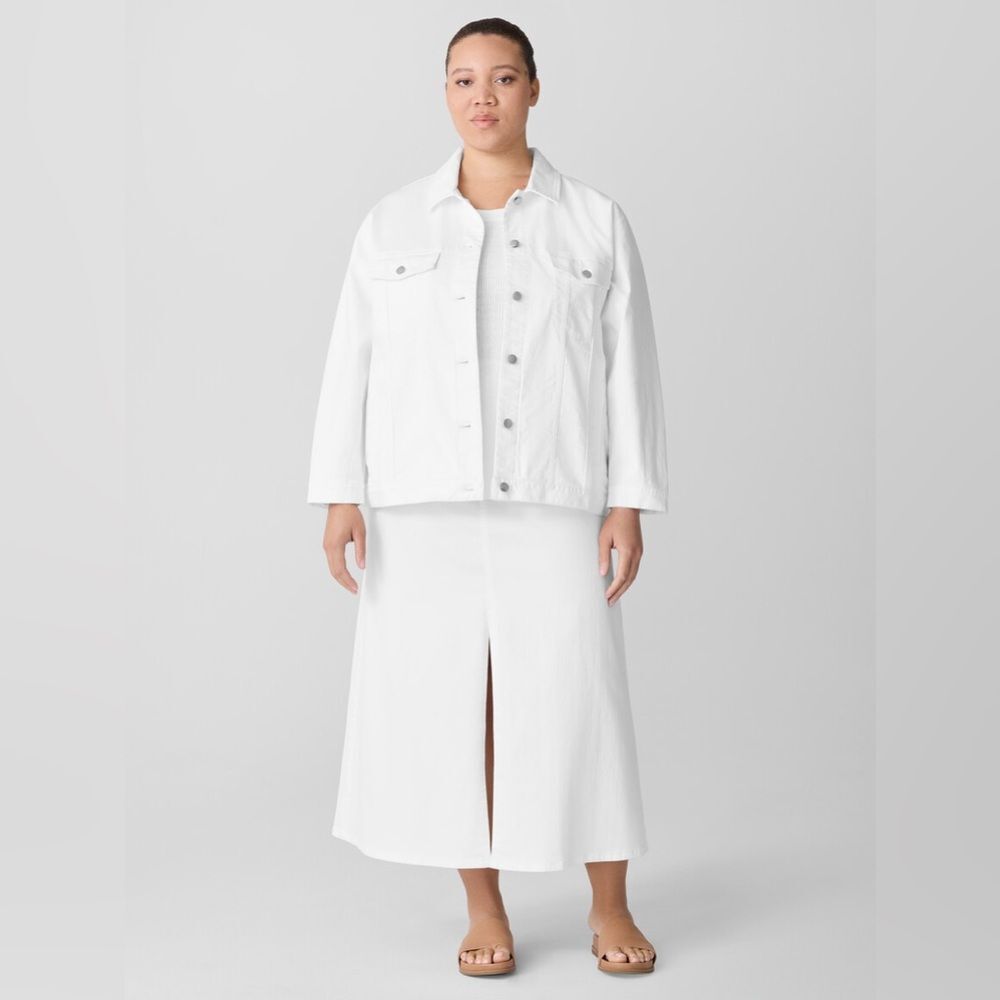 Eileen Fisher Garment-Dyed Organic Cotton Denim Jacket White 1X – Excellent - Picture 4 of 8